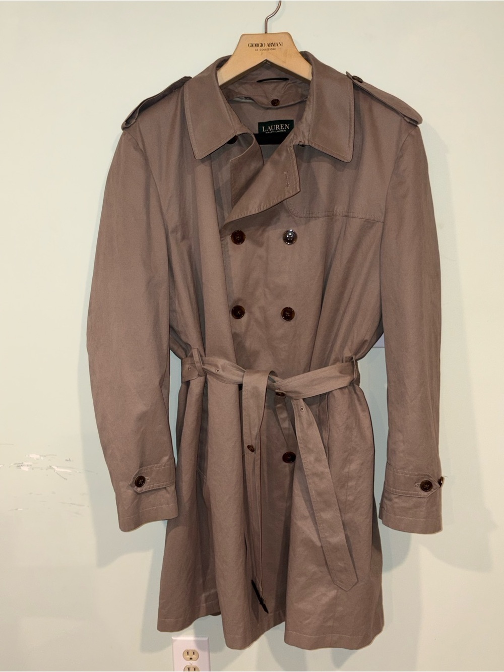 Ralph Lauren Taupe Double-Breasted Trench Coat